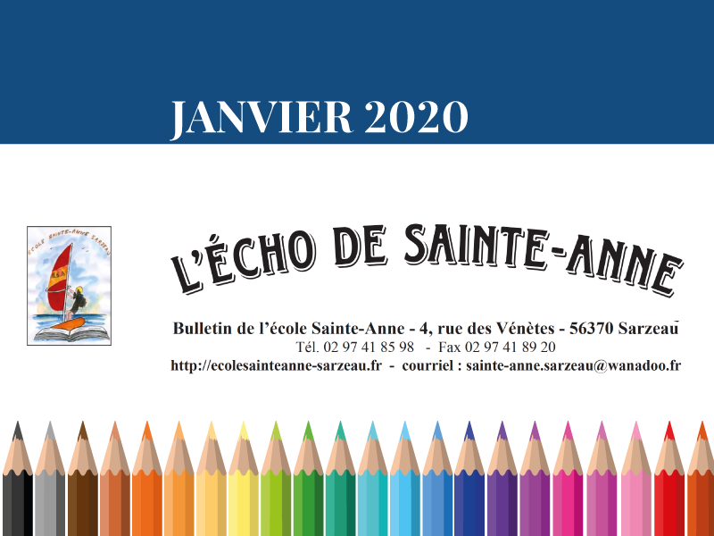 ECHO de l’école Sainte Anne – janvier 2020